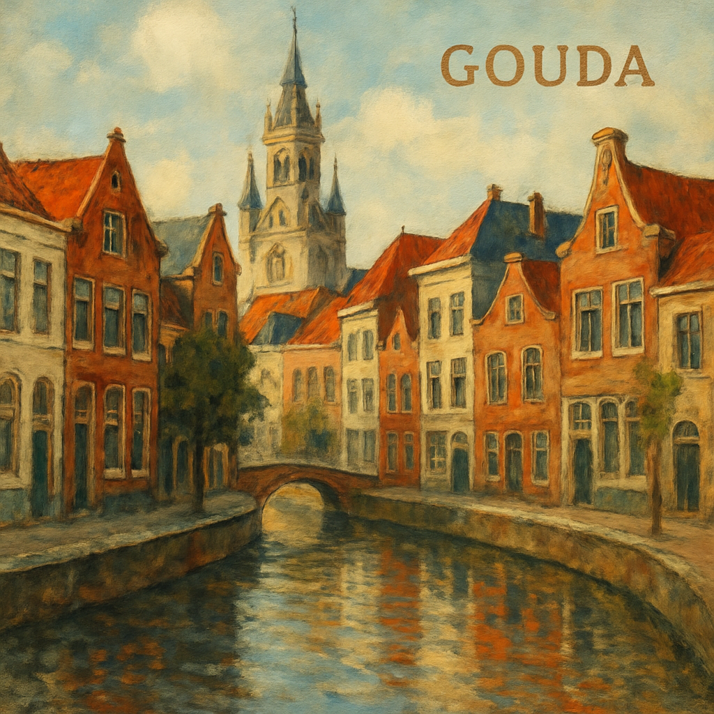 Gouda cityscape with traditional Dutch architecture