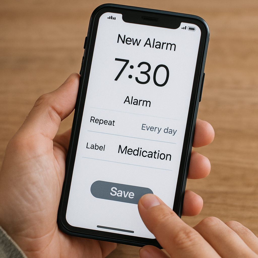 Setting an alarm for medication