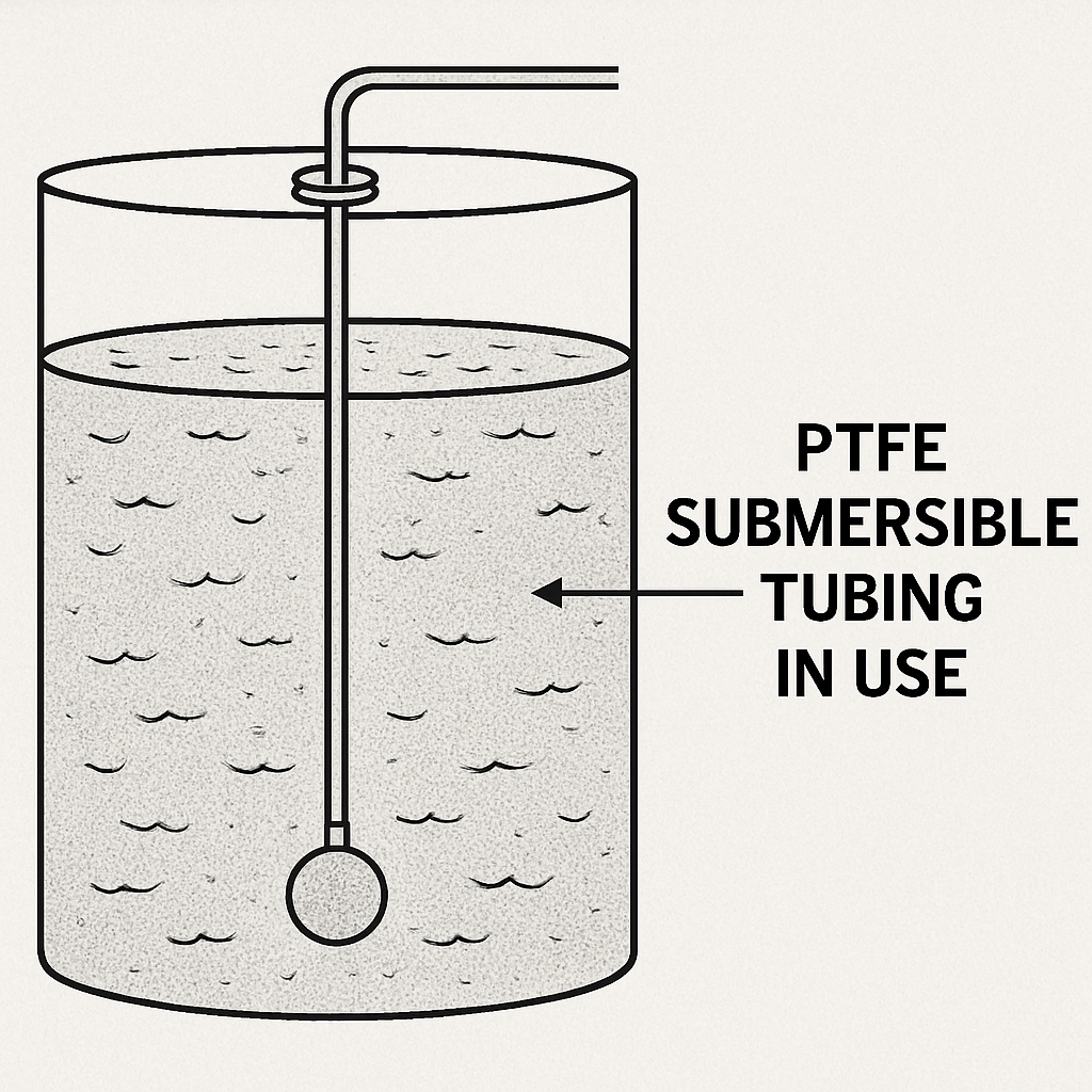 Diagram of PTFE submersible tubing in use
