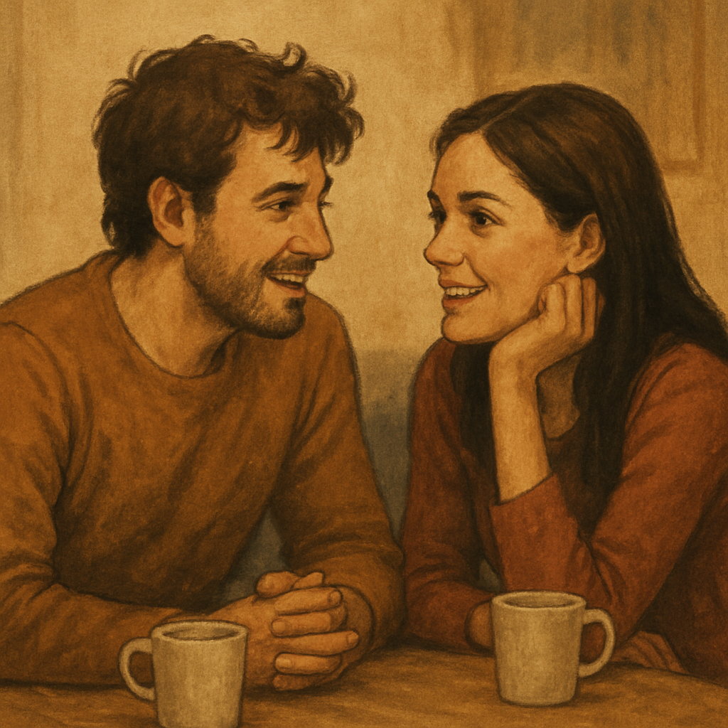 A couple enjoying a deep conversation