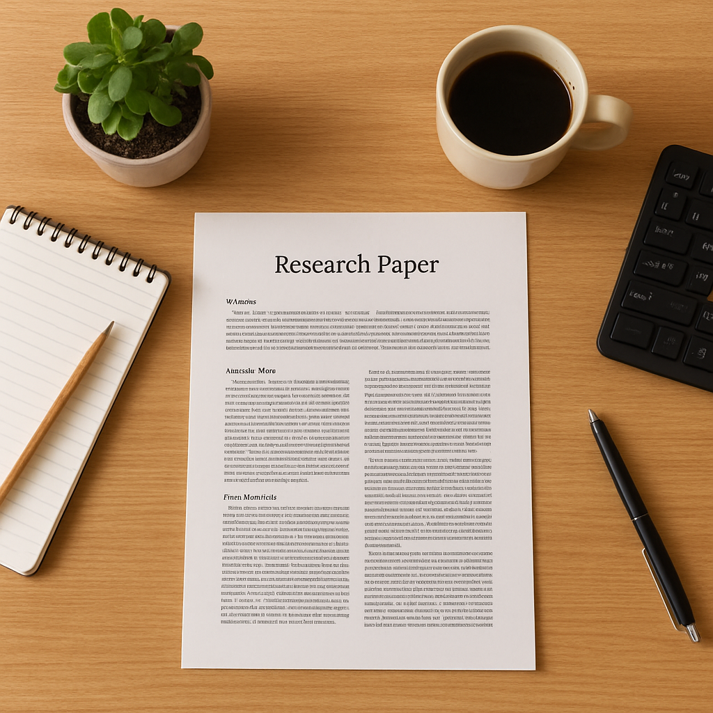 Organized desk with research paper