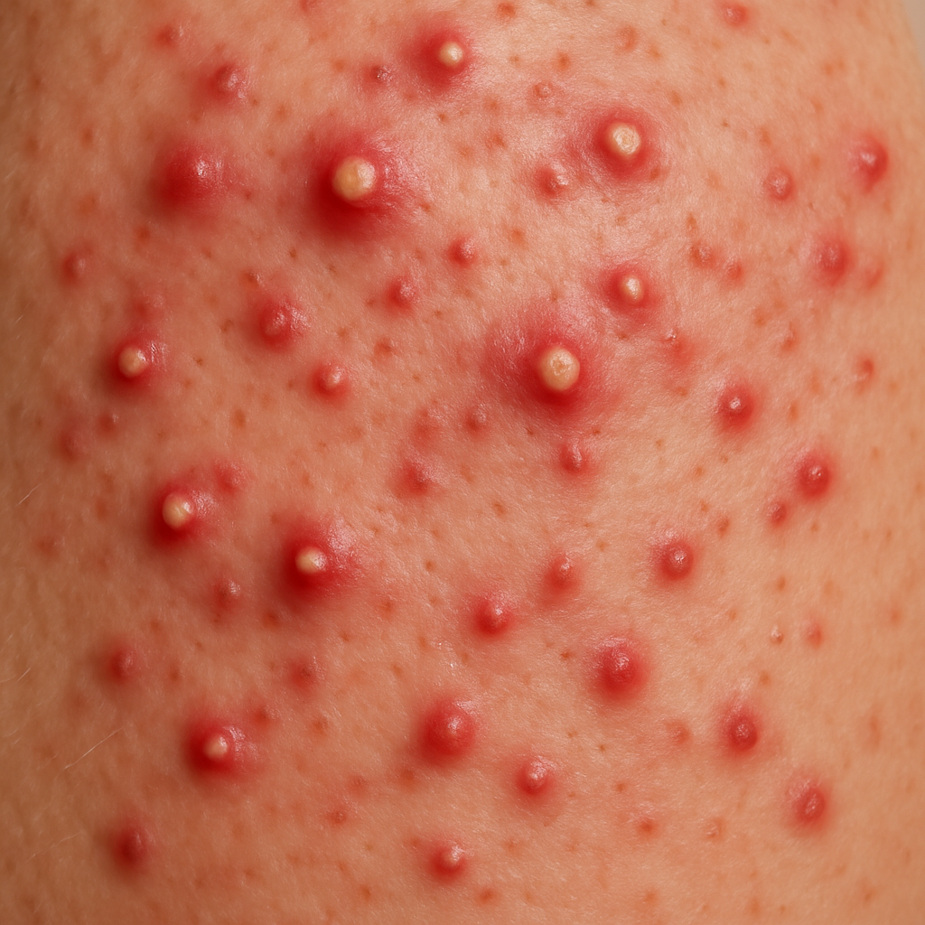 Close-up of skin with acne