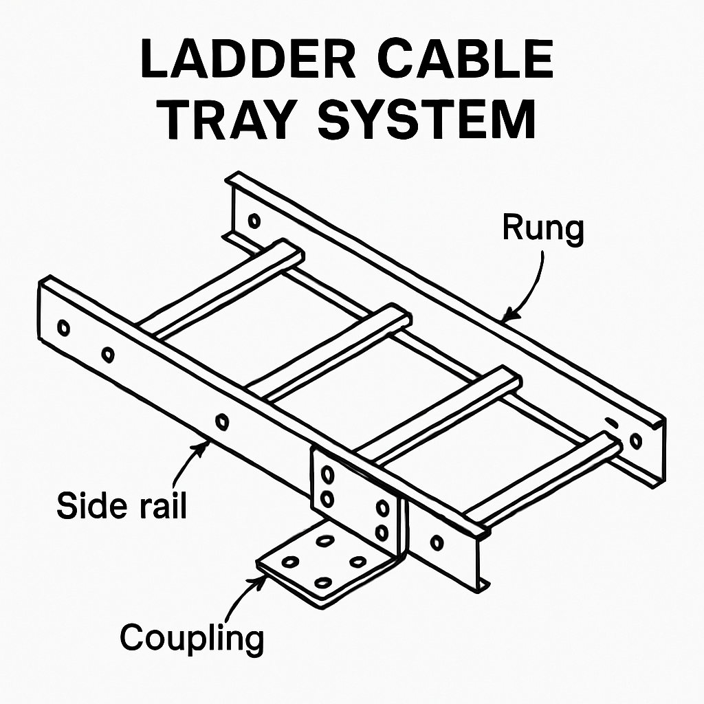 Diagram of a ladder cable tray system