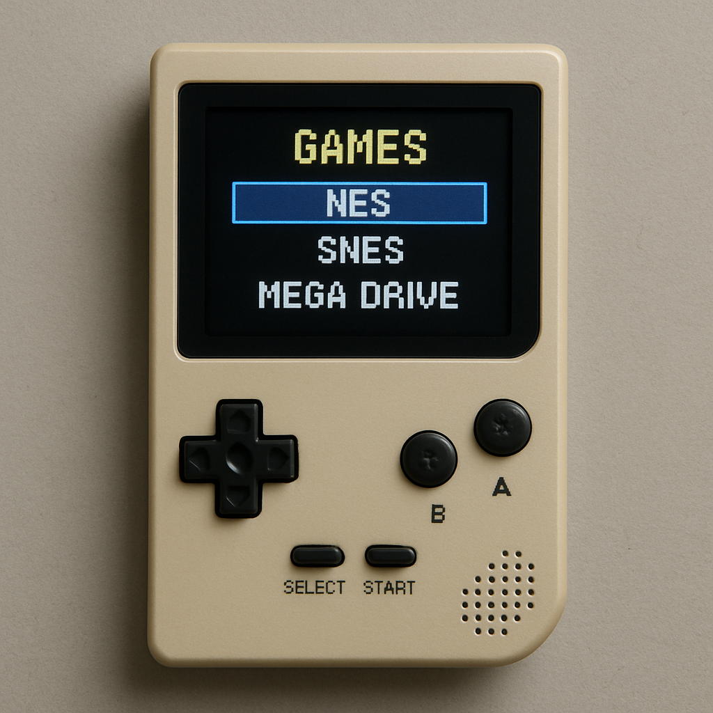 Bild von einem Retro-Gaming-Handheld mit NES, SNES und Mega Drive Emulation
