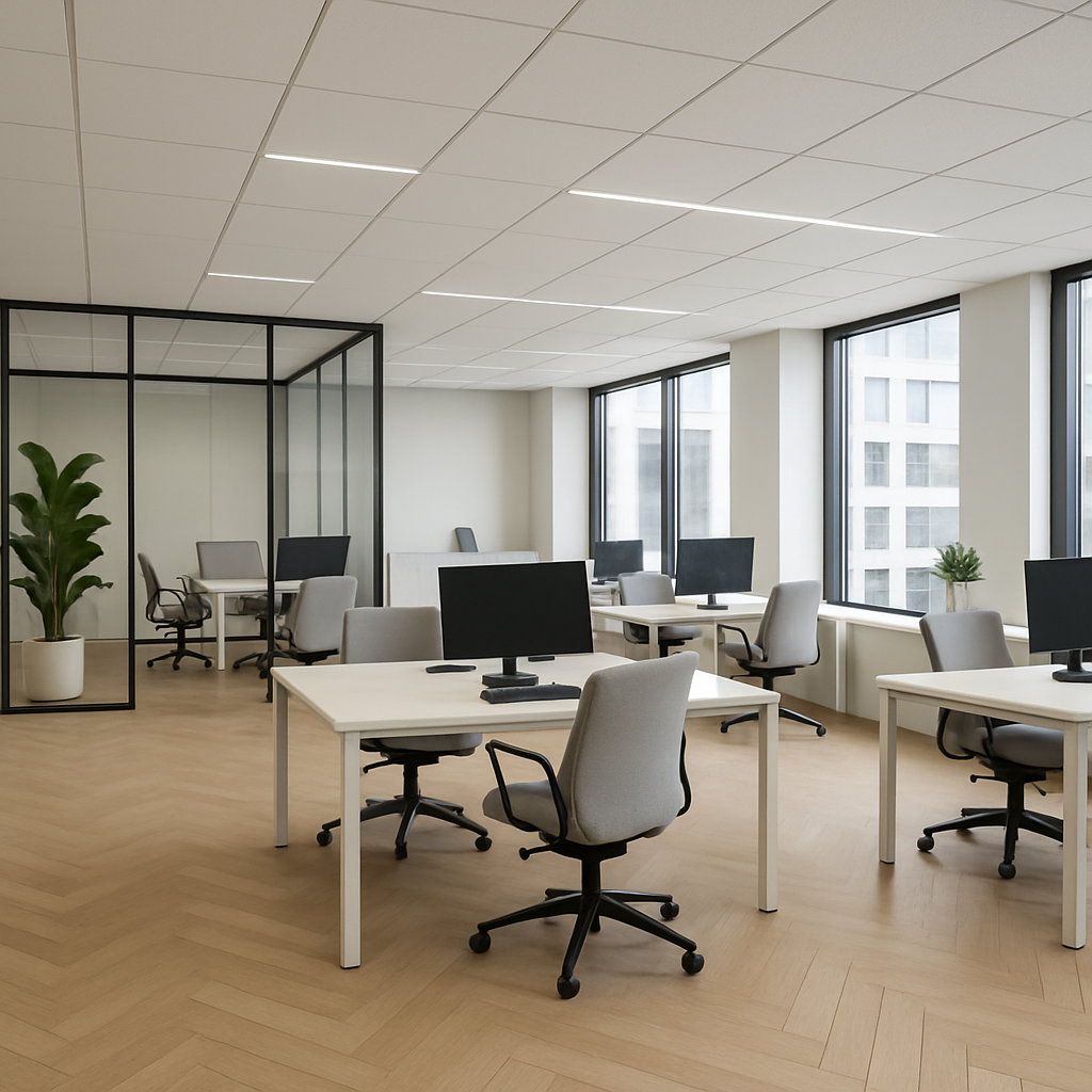 Modern office space with elegant flooring