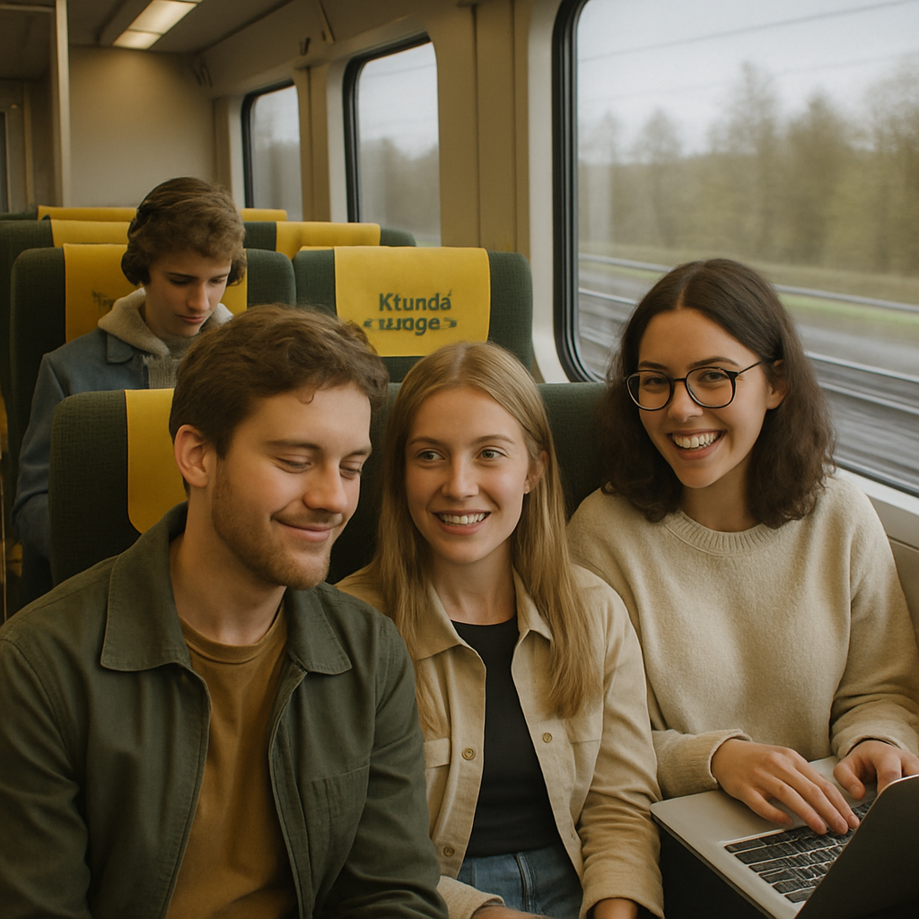 Students on Arlanda Express Train