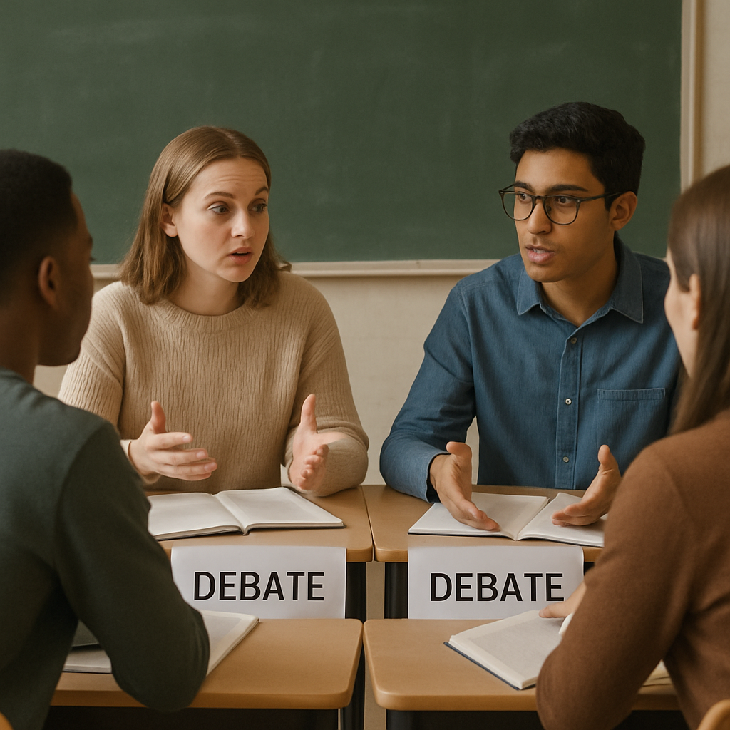 Students engaged in a debate