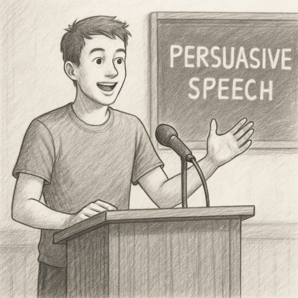 Student presenting a persuasive speech
