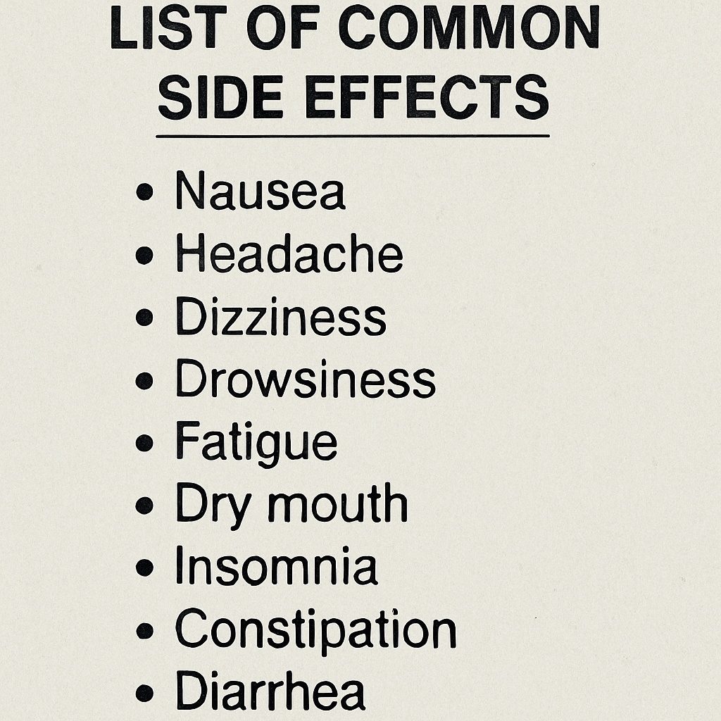 List of common side effects