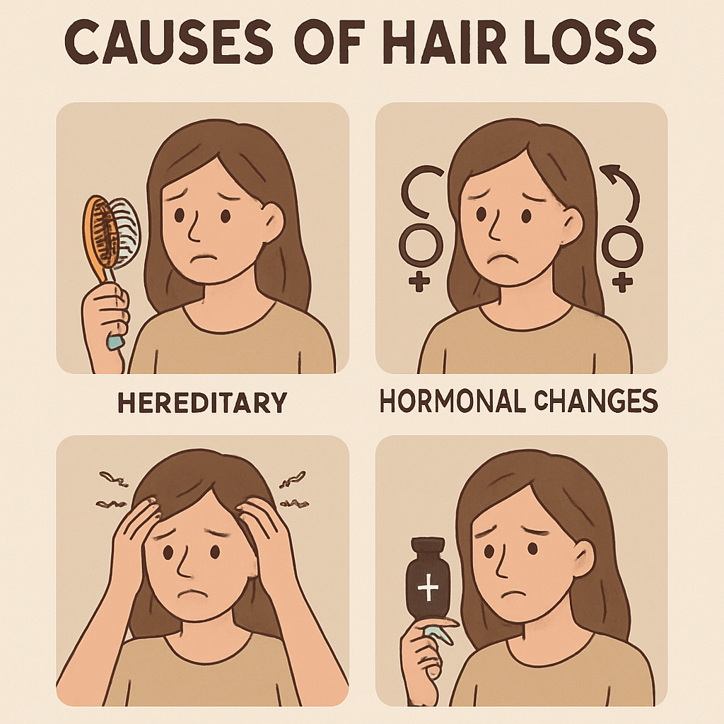 Illustration showing different causes of hair loss