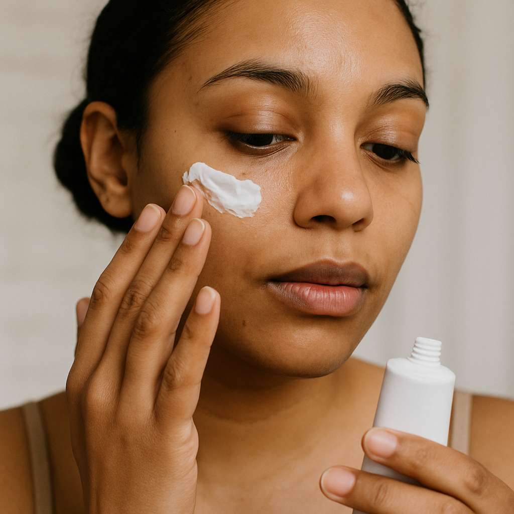 Applying hydroquinone cream