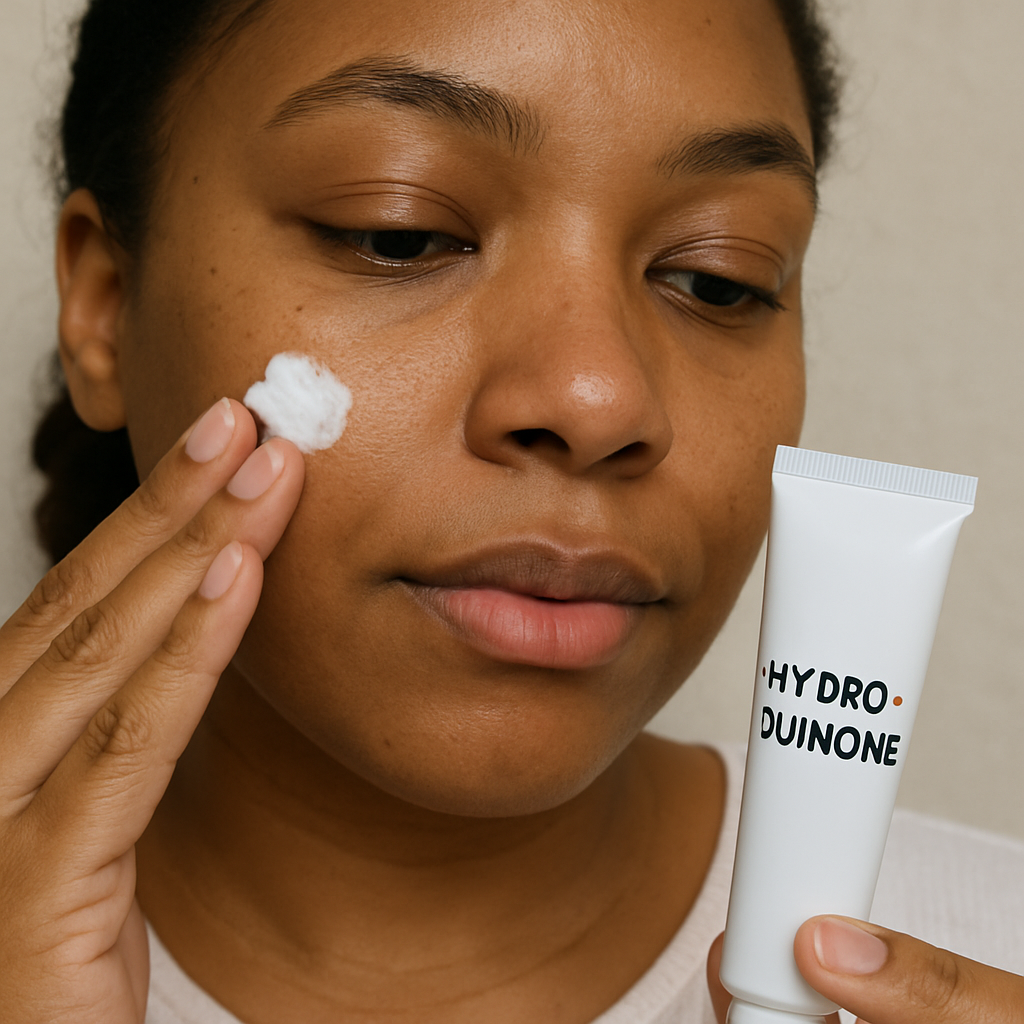 Hydroquinone cream application