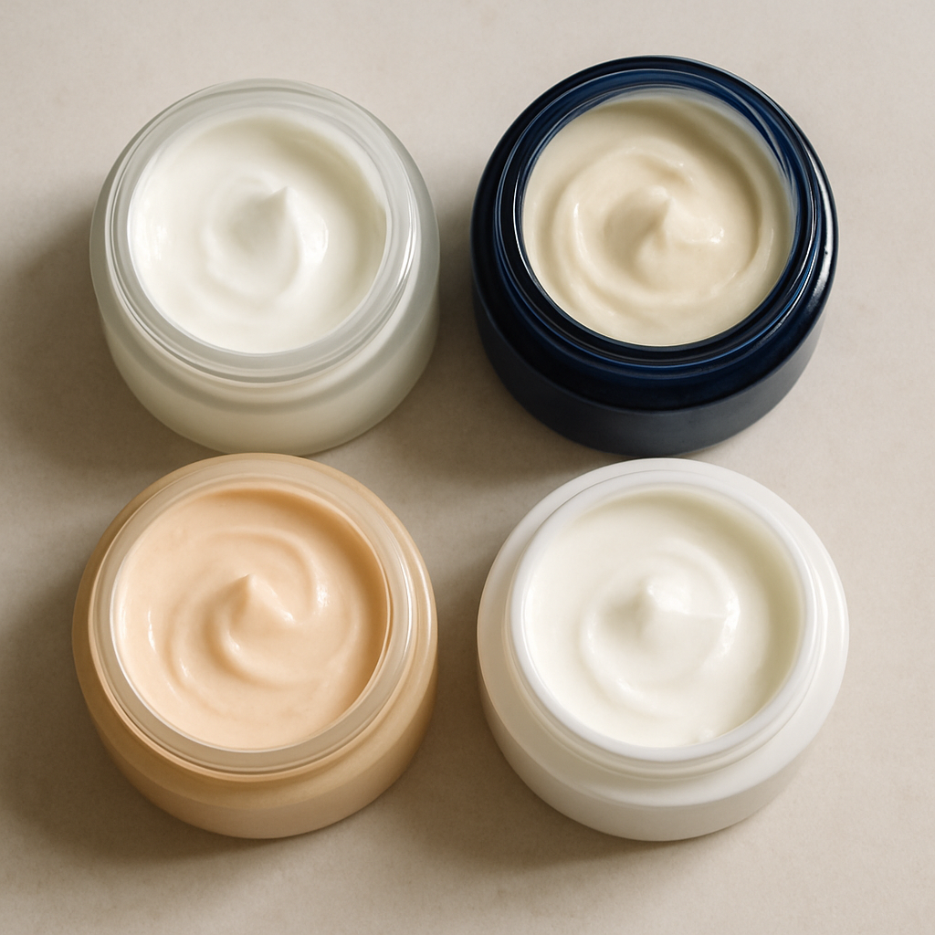 Various face creams in jars