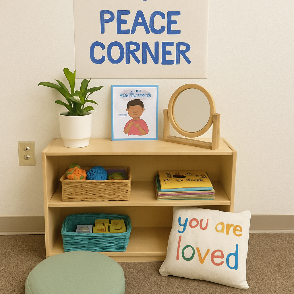 Child-friendly peace corner setup