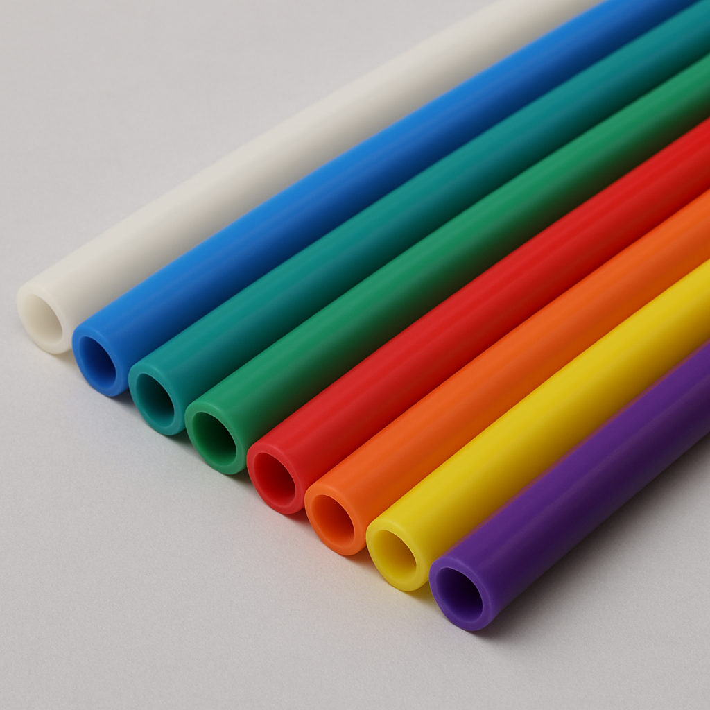Colored PTFE tubes in various shades