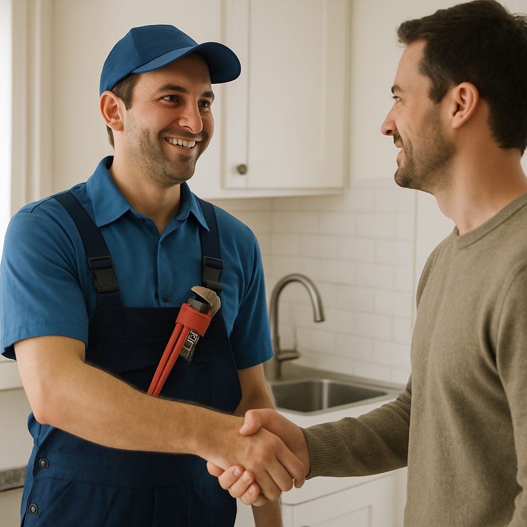 plumber and customer building trust