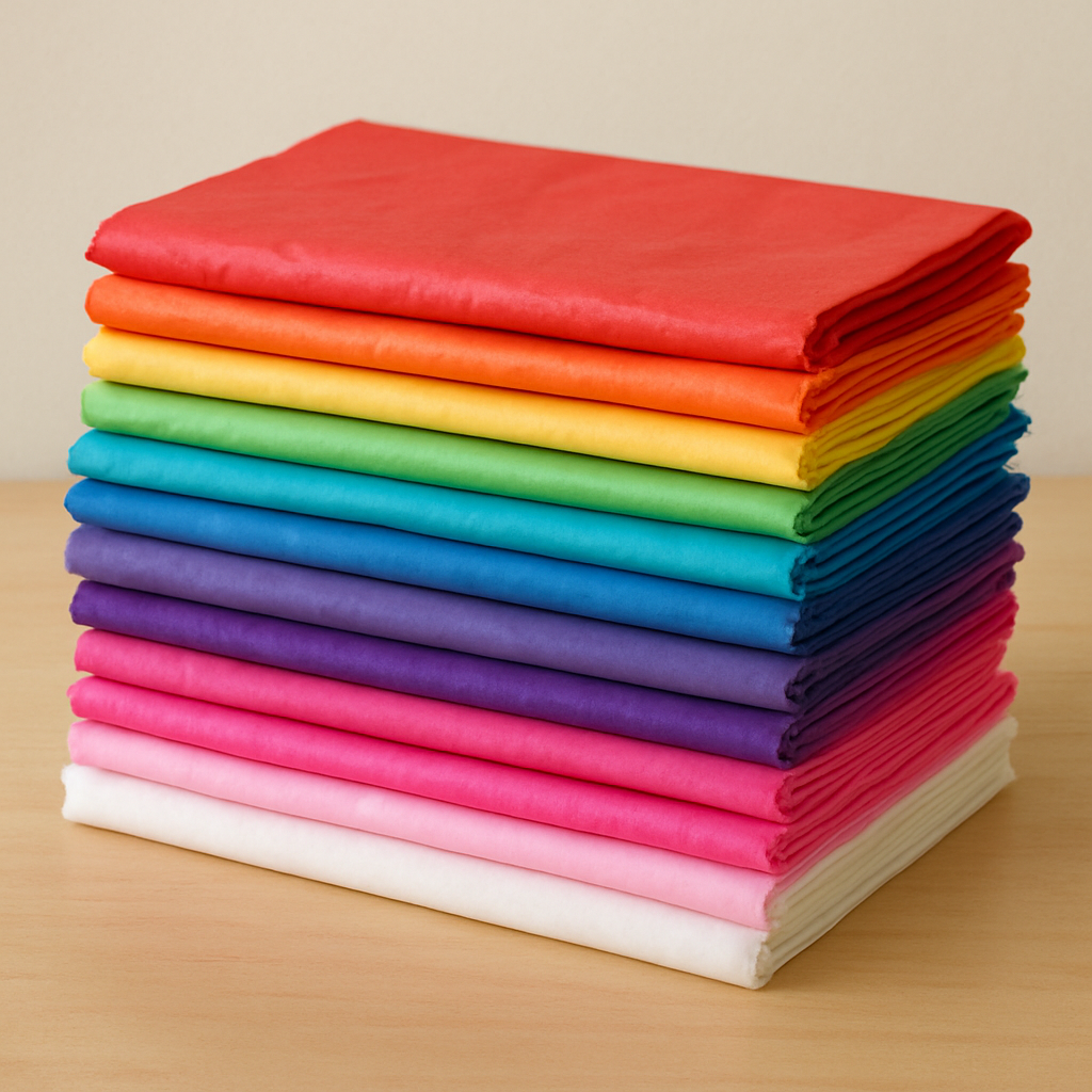 Stack of colorful bulk tissue paper