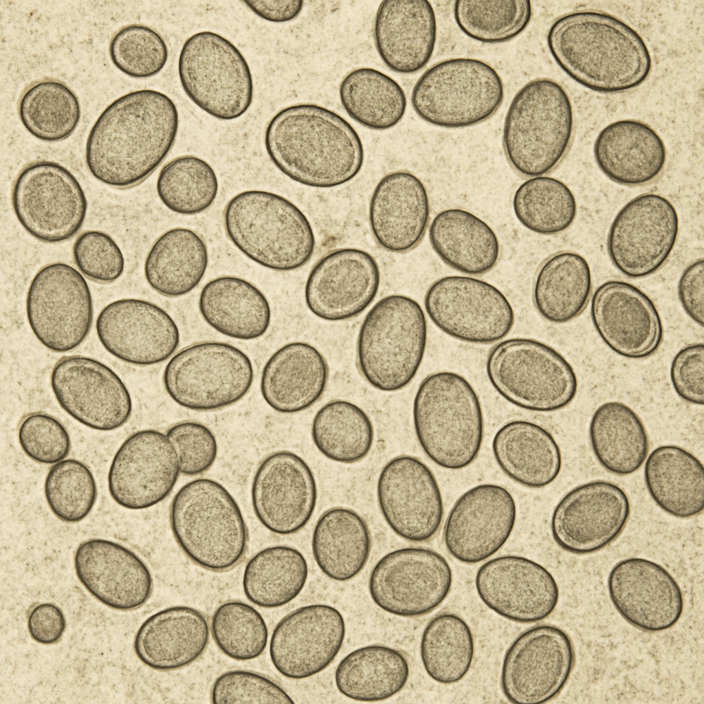 microscopic view of yeast cells
