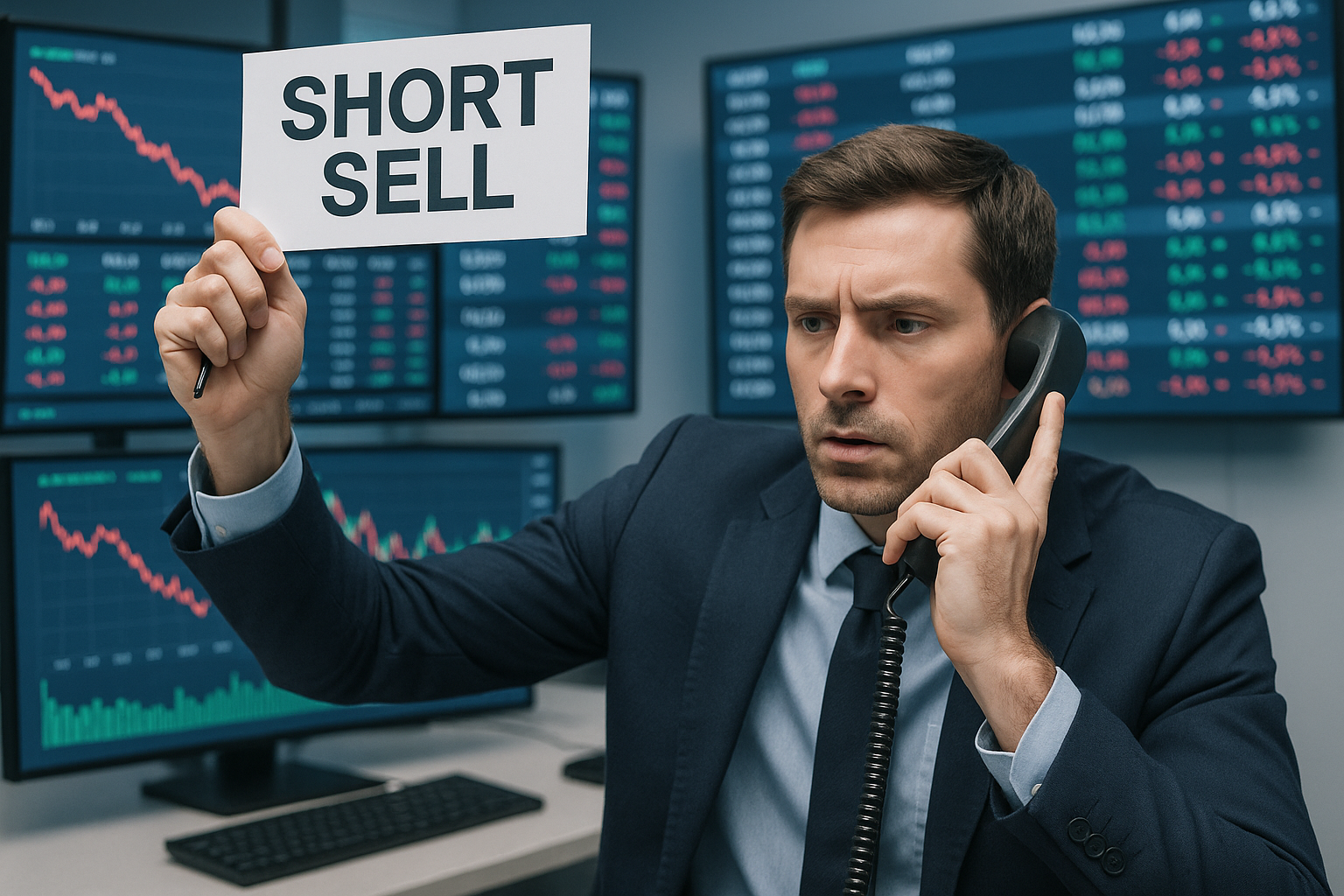 Trader executing a short sell