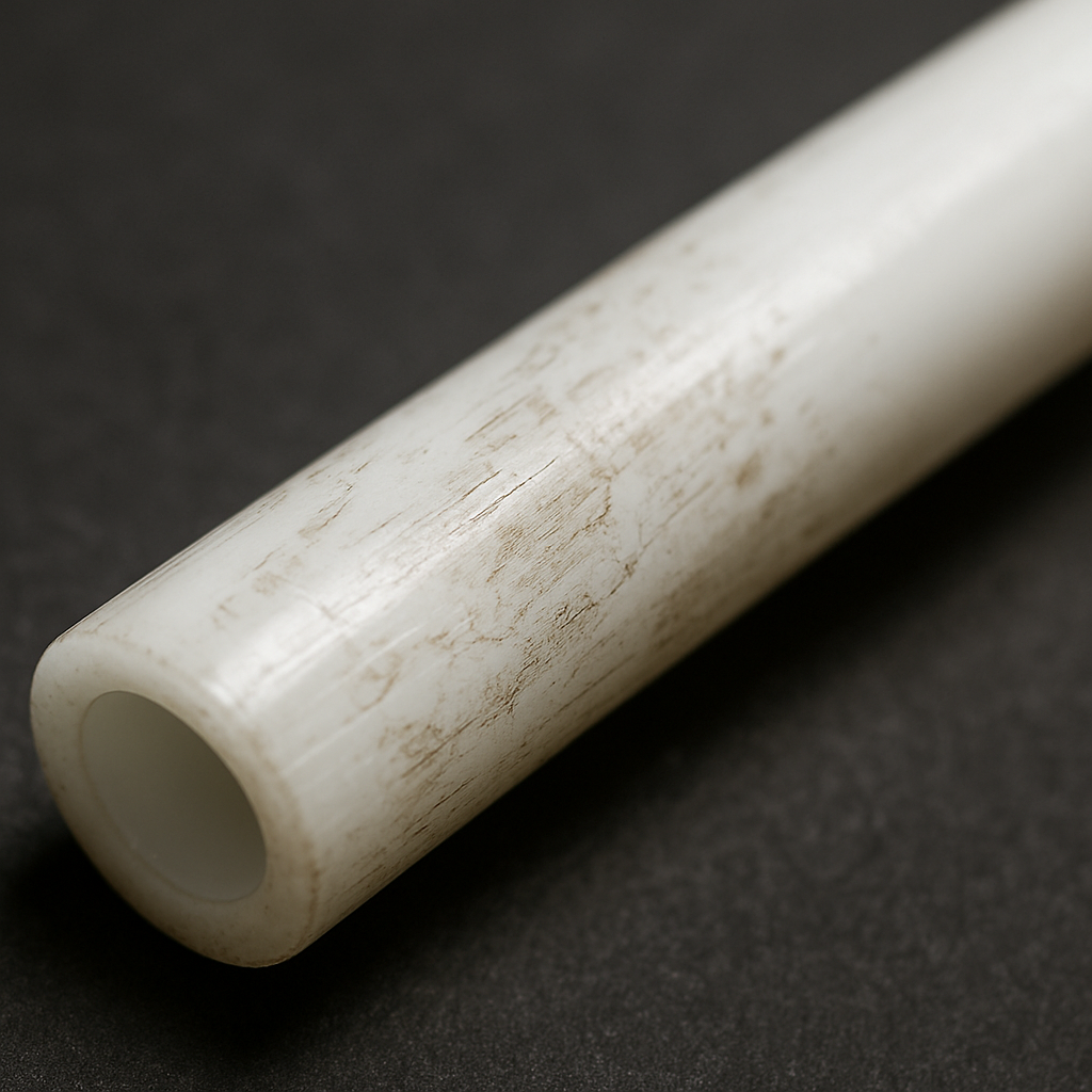 Close-up of PTFE tube with visible wear
