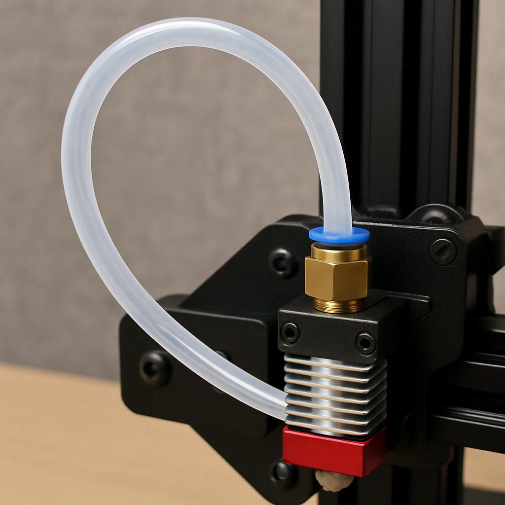 Clear PTFE tubing in use