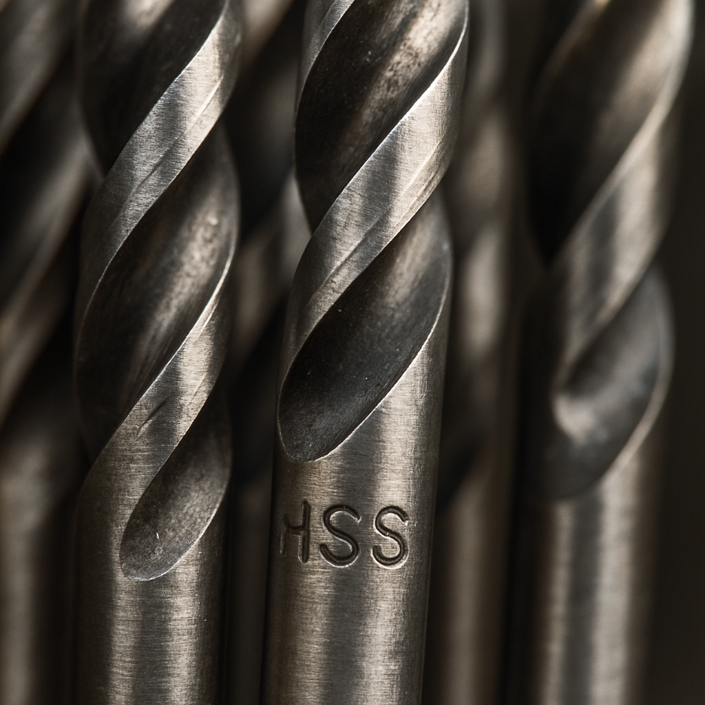 Close-up of HSS metal drill bits