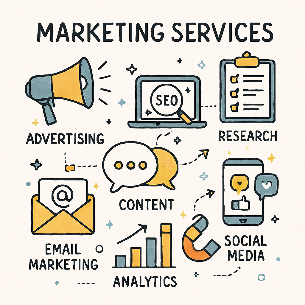 Variety of Marketing Services Illustration