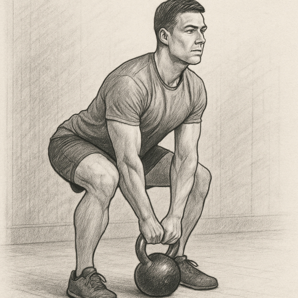 Person lifting a kettlebell with proper form
