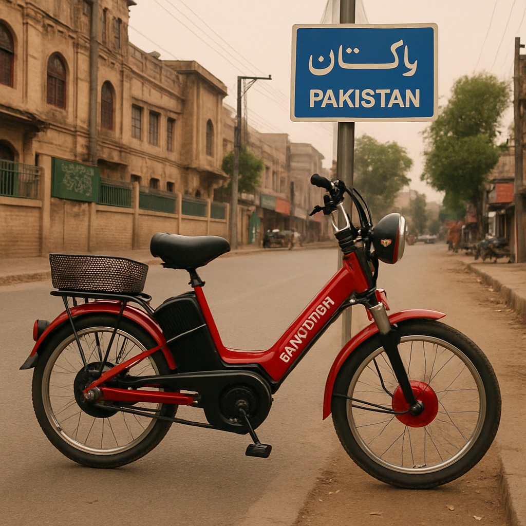 Electric bike parked on a street in Pakistan