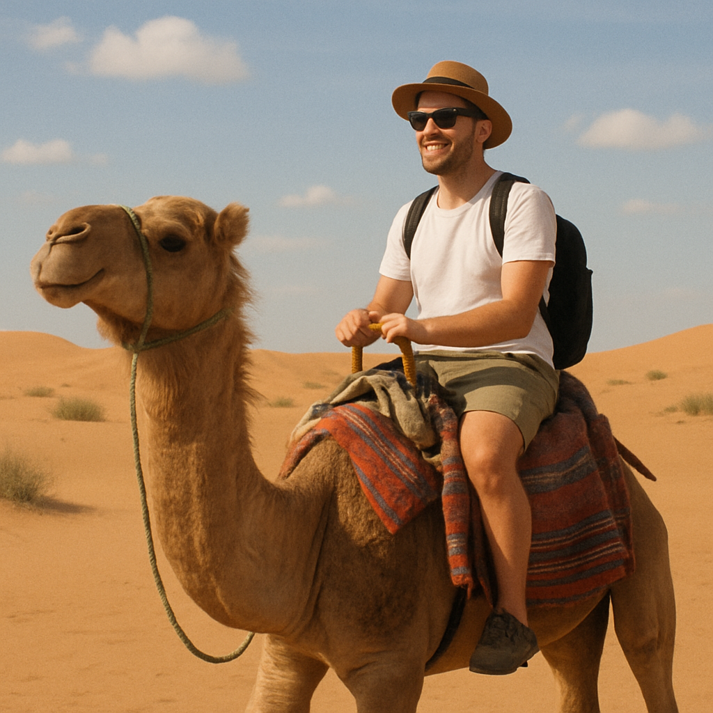 Tourist riding a camel