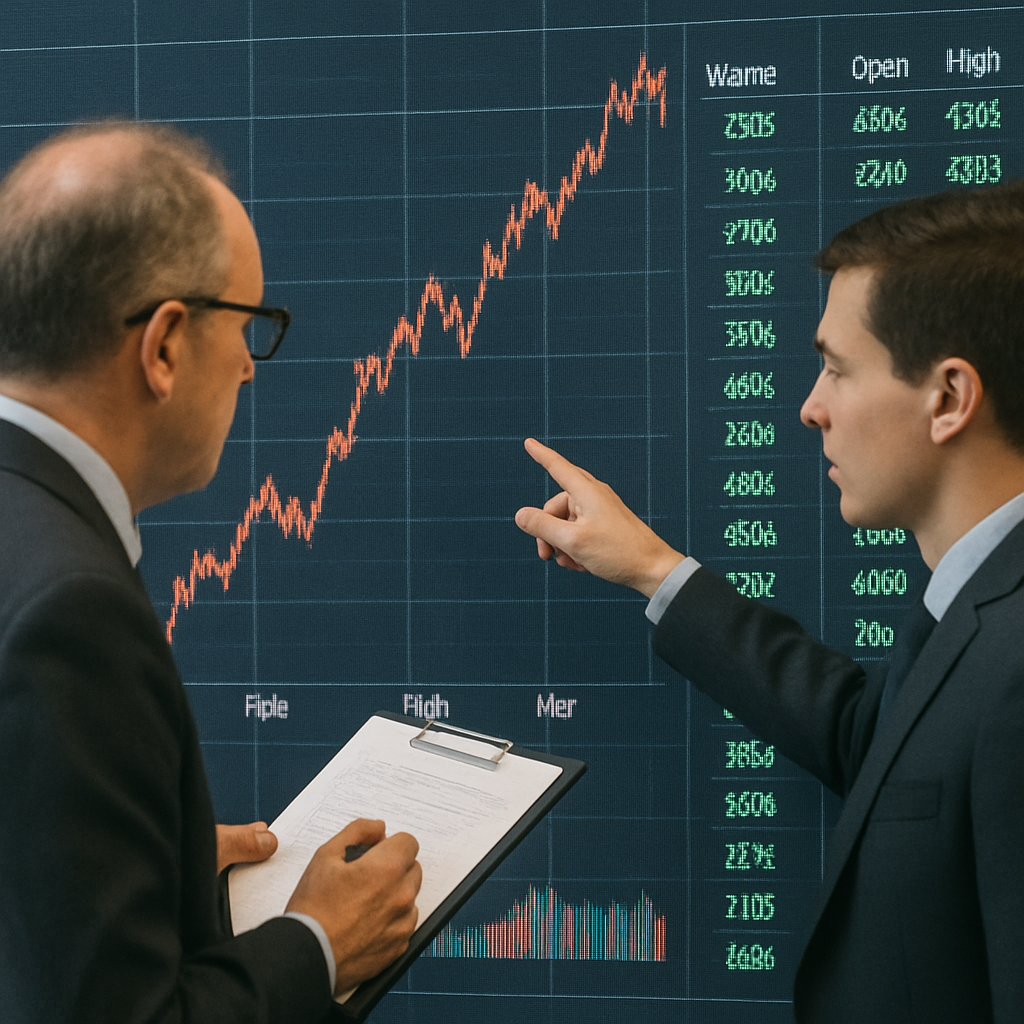 Investors analyzing stock data on a digital platform