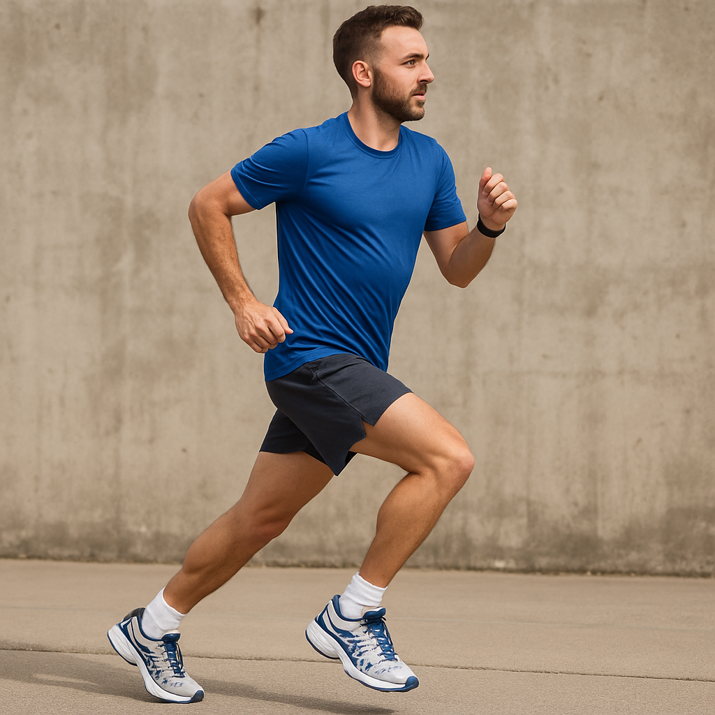 Athlete running in stability shoes