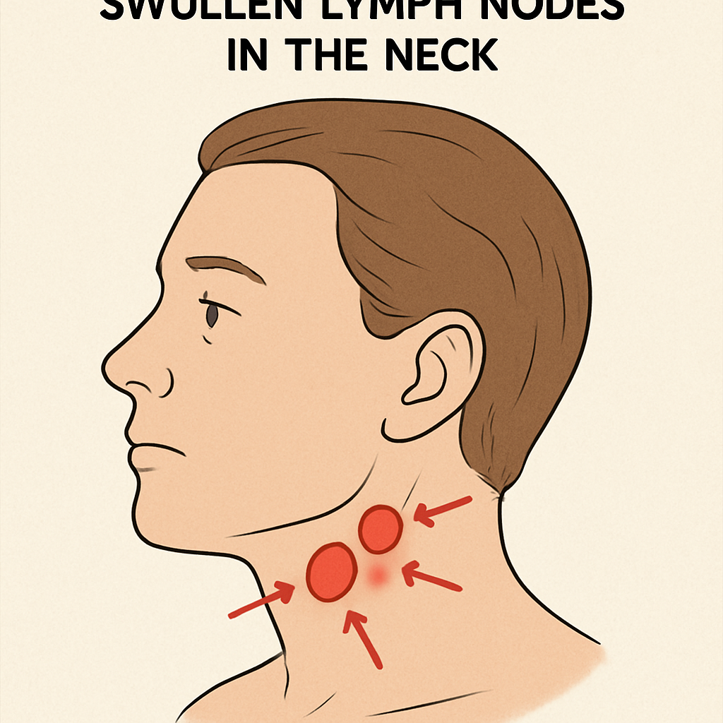 Illustration of swollen lymph nodes in the neck