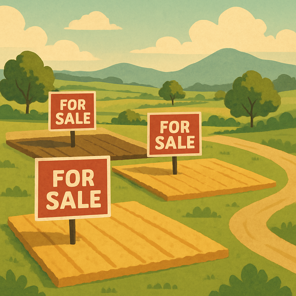 landscape with plots of land for sale