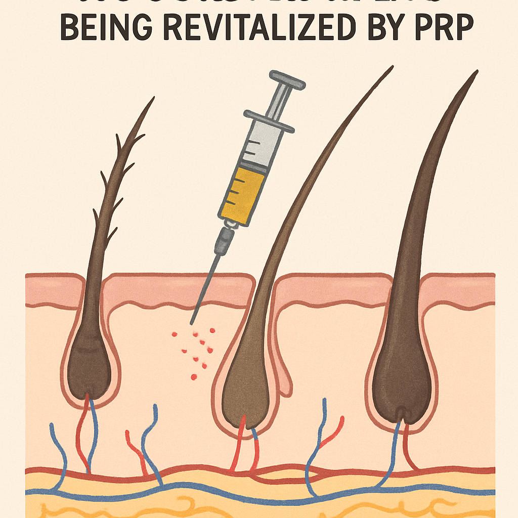 Diagram of Hair Follicles Being Revitalized by PRP