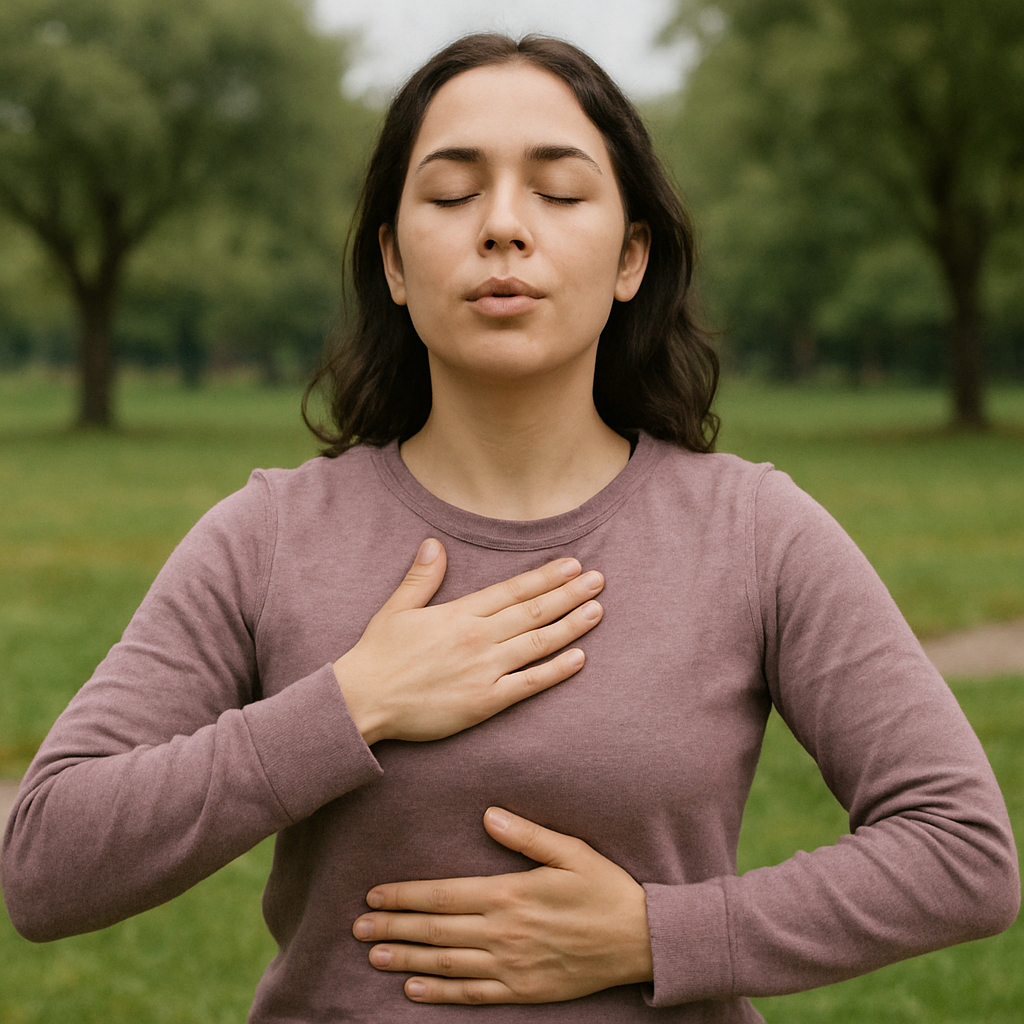 Person practicing deep breathing exercises