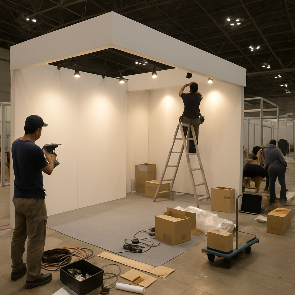 展示会ブースの設営風景