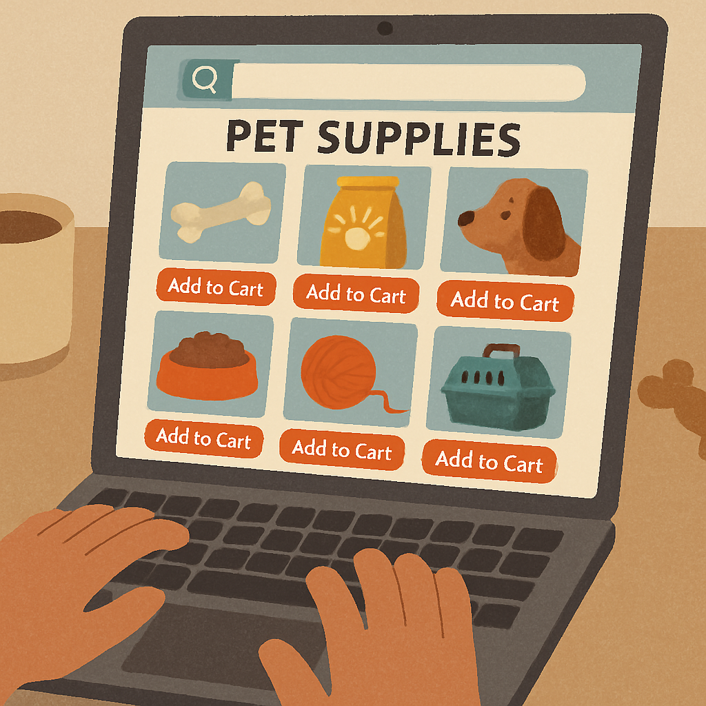 shopping online for pet supplies