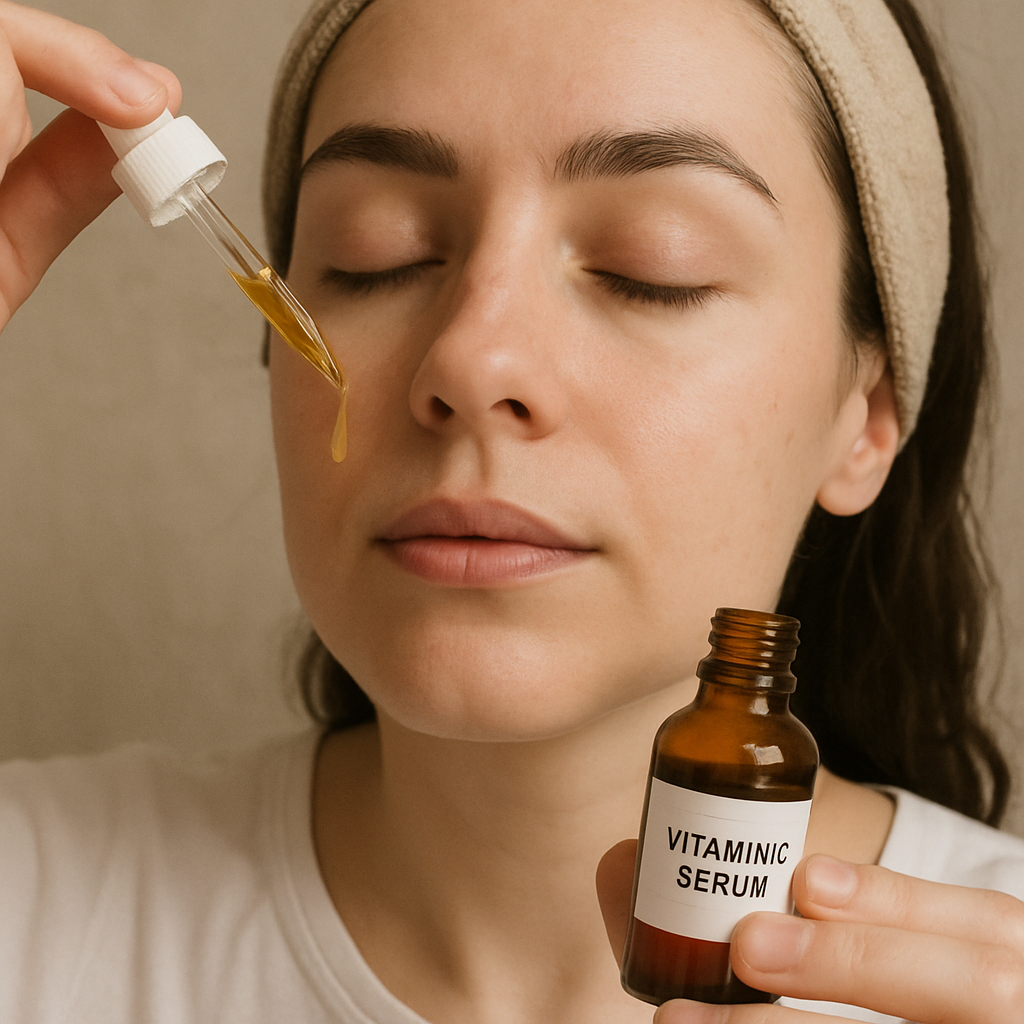 Applying vitamin C serum