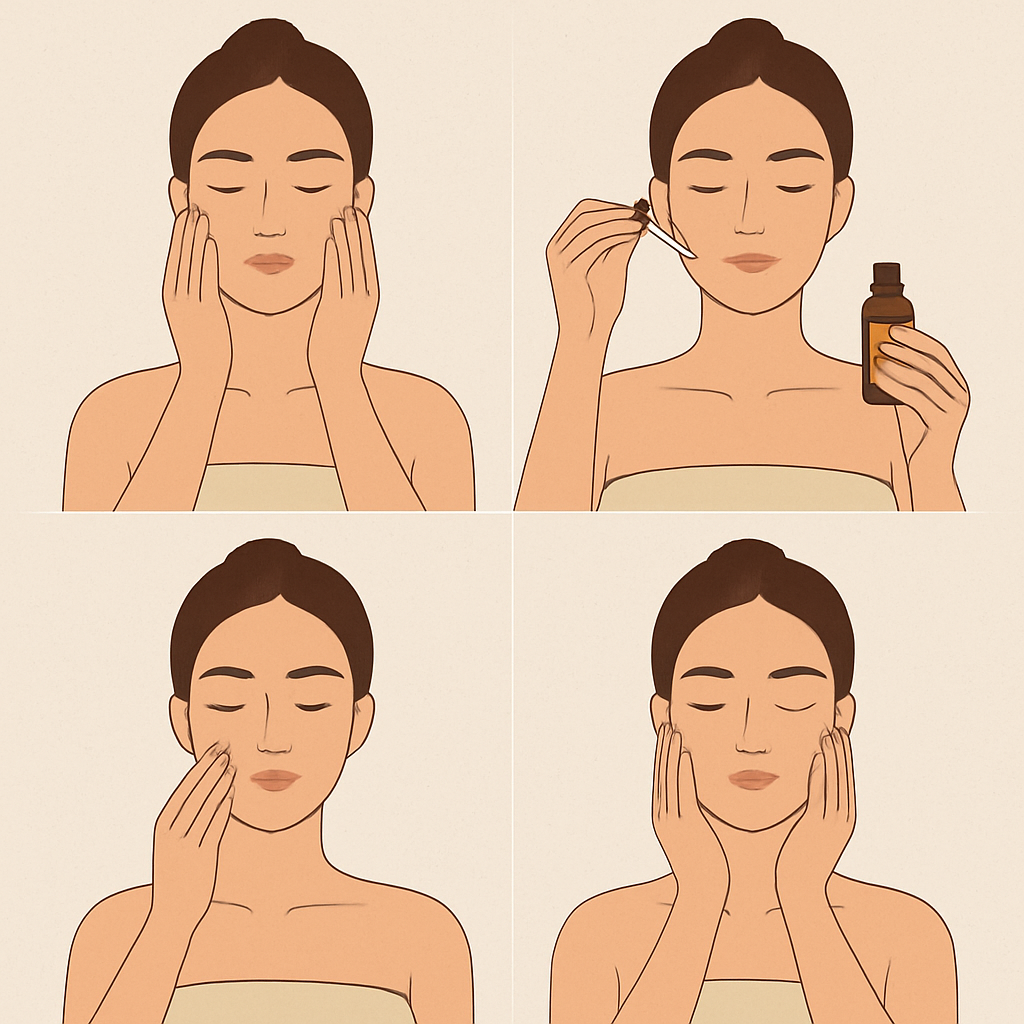 Step-by-step application of vitamin C serum