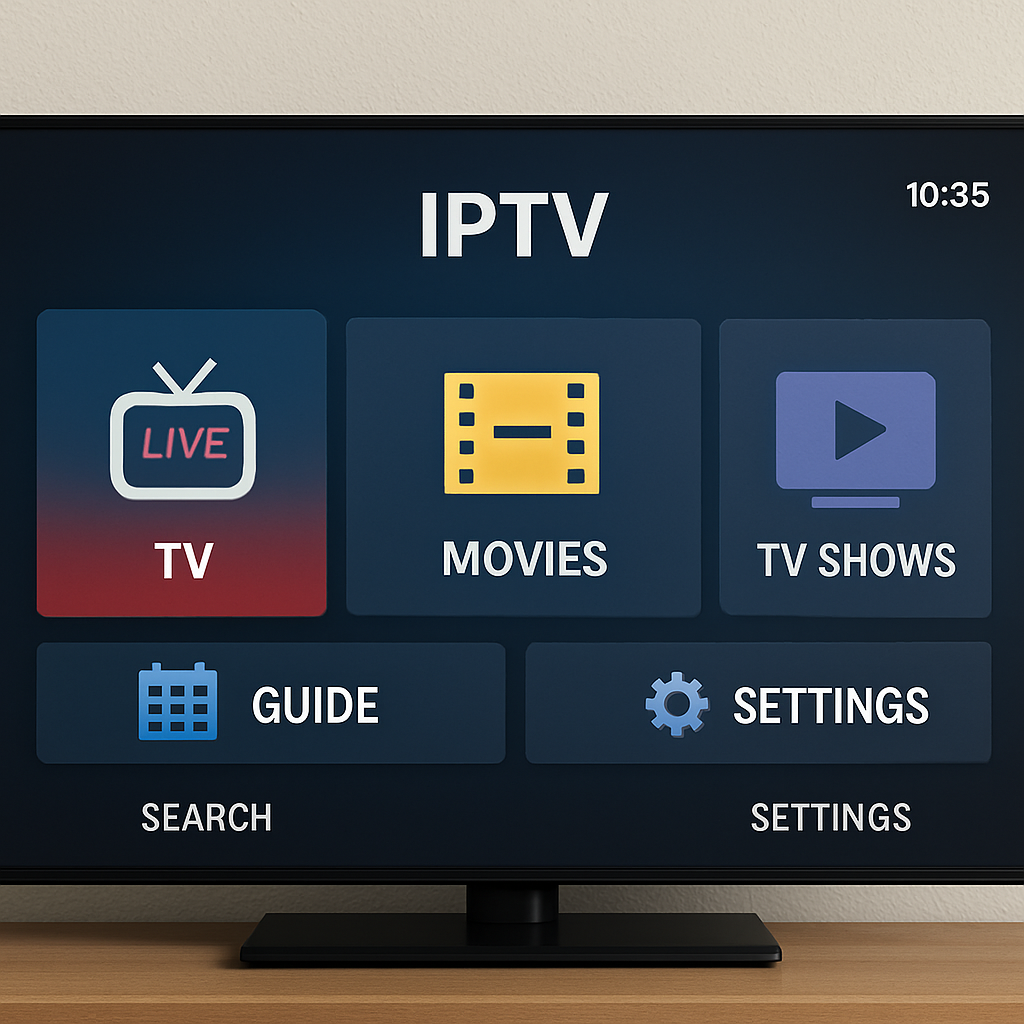 IPTV interface on a TV screen