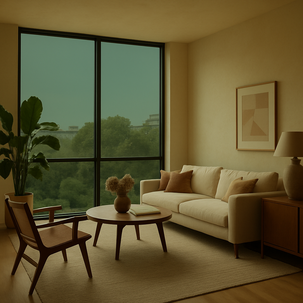Image of a tastefully designed interior with tinted windows