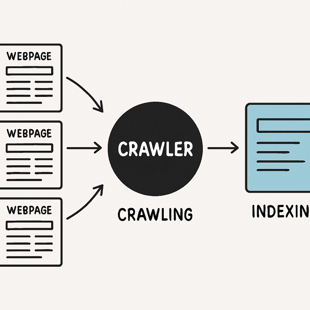 Diagram of the search engine crawling and indexing process