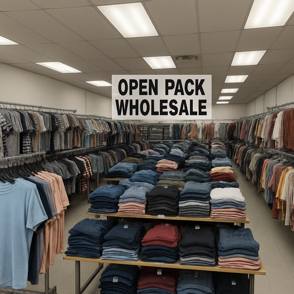 Open pack wholesale clothing store