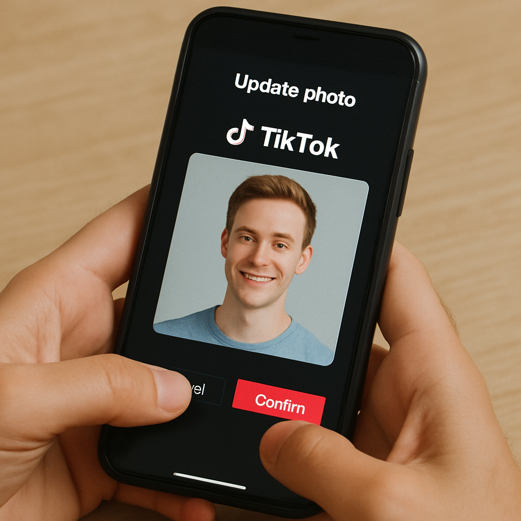 Persona actualizando su foto de perfil en TikTok