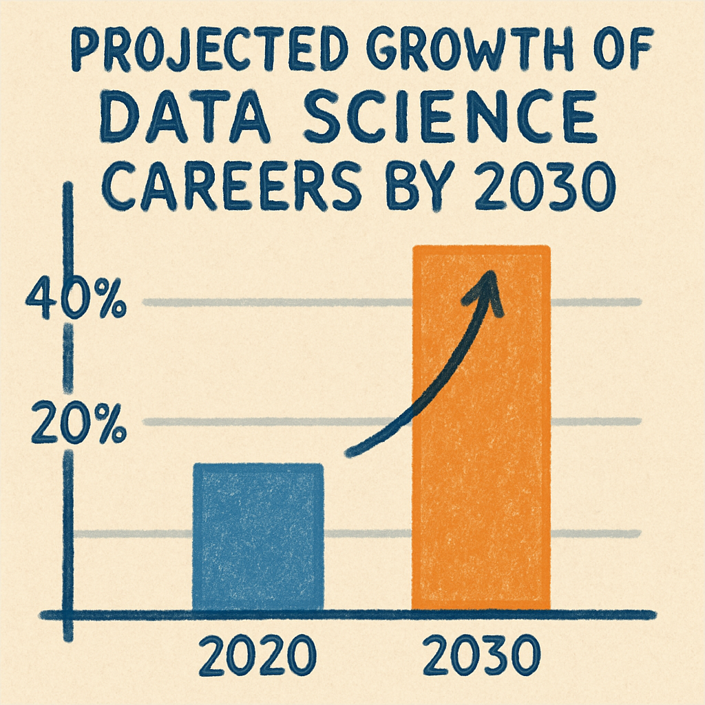 Graph representing the projected growth of data science careers by 2030