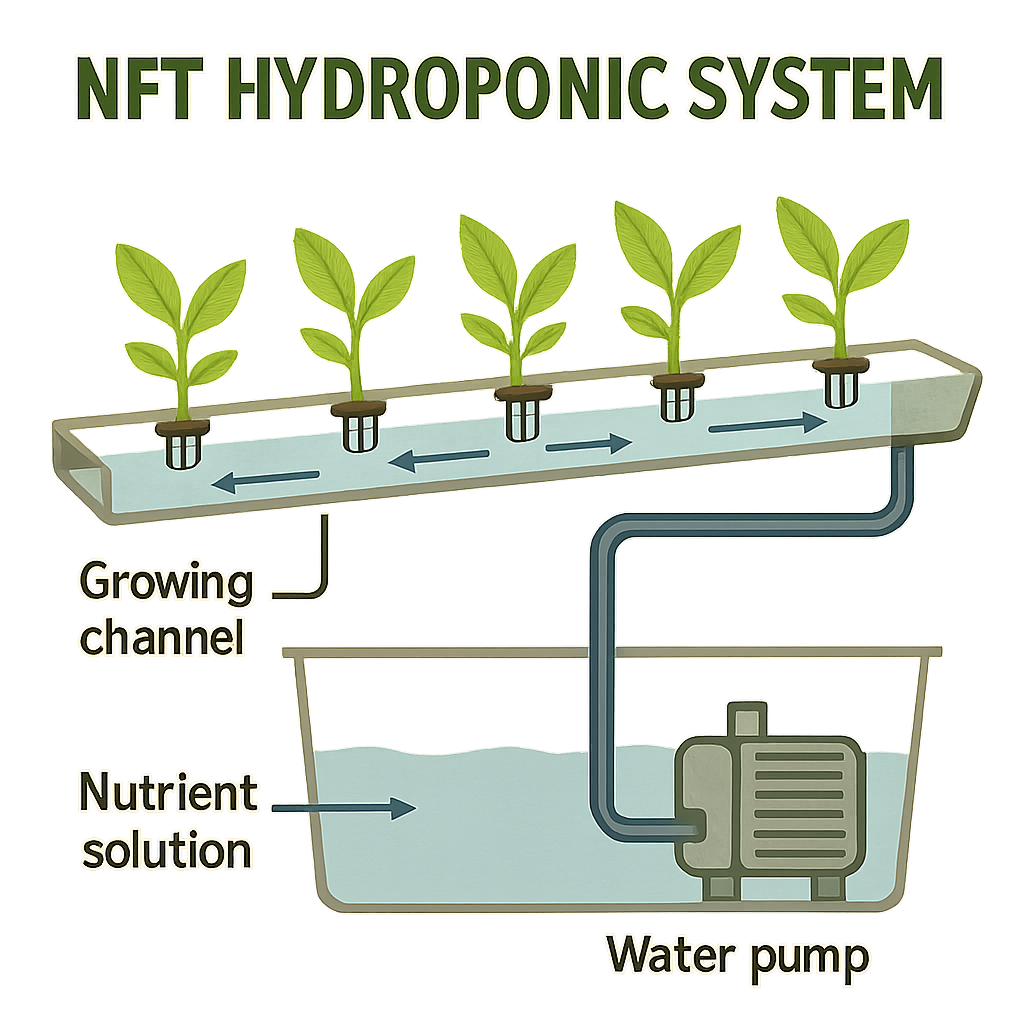 schéma de système hydroponique NFT