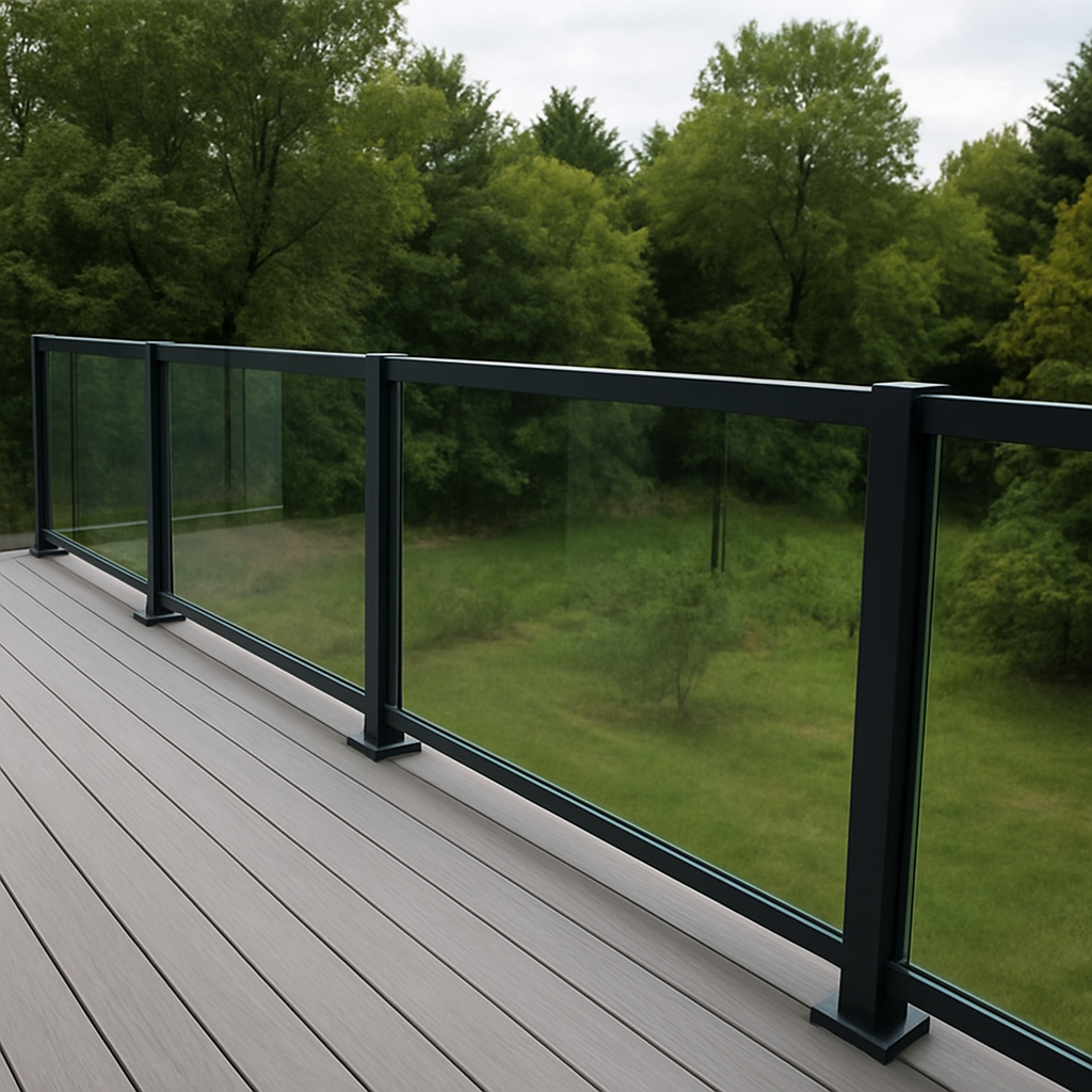 Modern glass deck railing