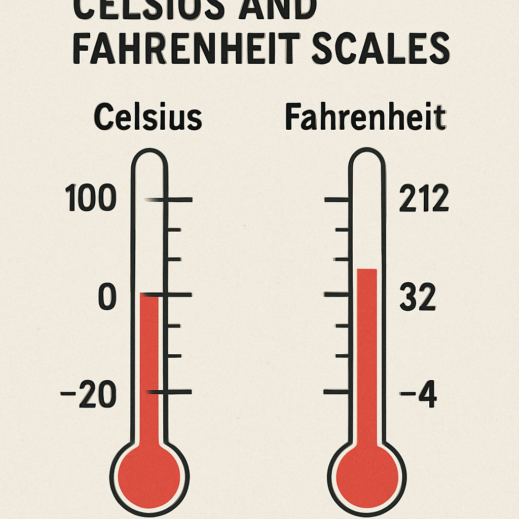 Celsius and Fahrenheit scales diagram