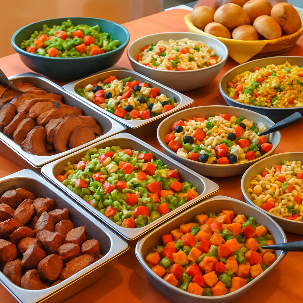 A colorful and inviting lunch buffet